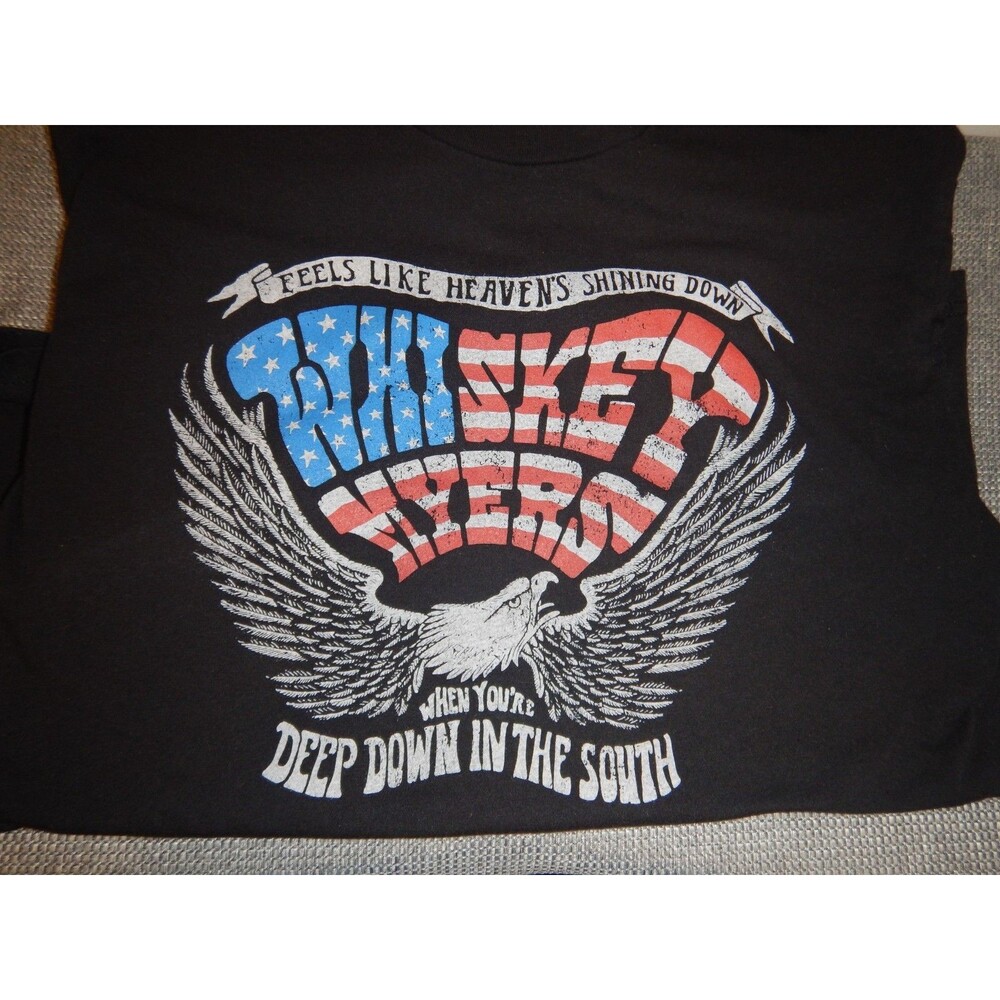 Whiskey Myers T-Shirt Mens M Black Eagle American Flag Southern Rock Band Tee
